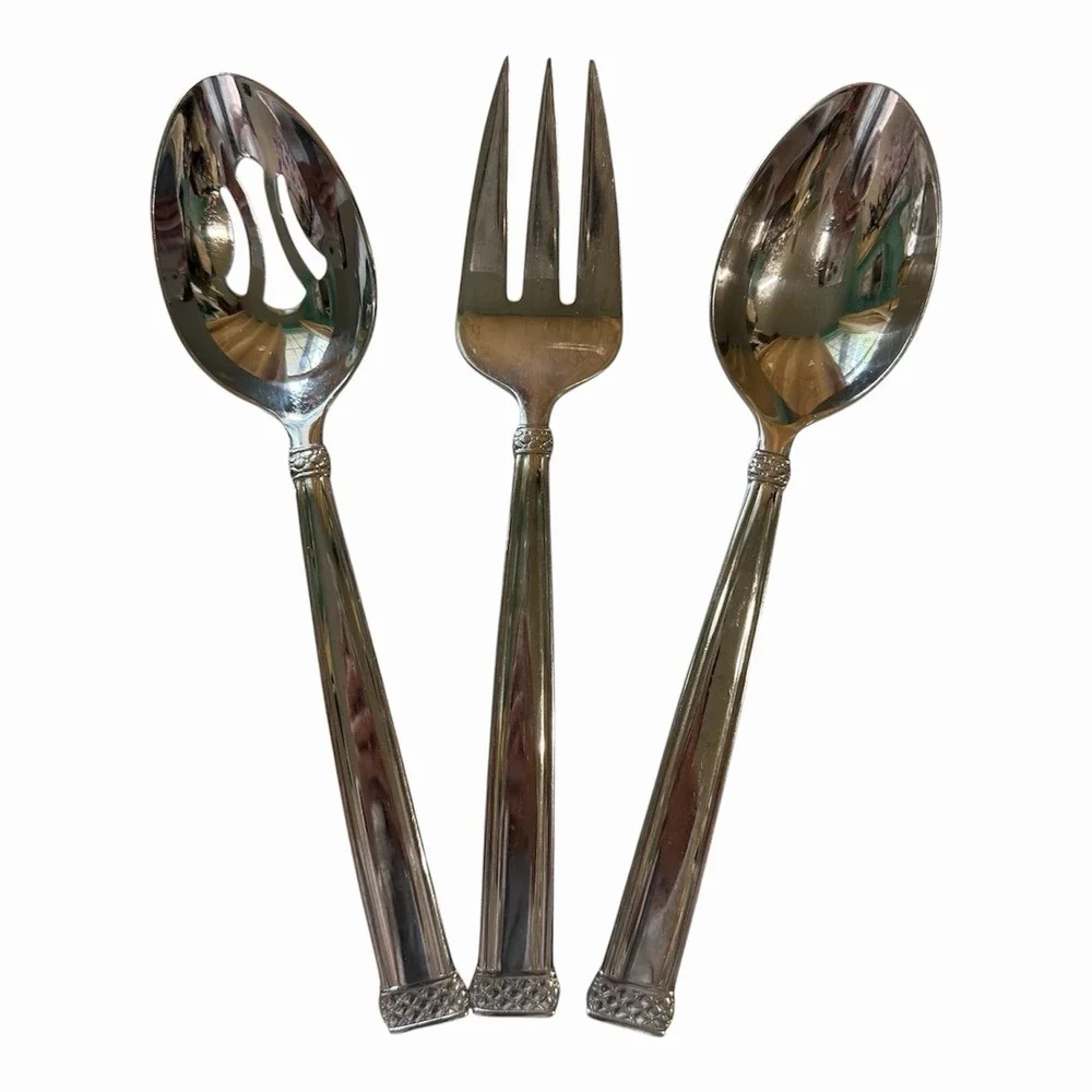 WATERFORD Stainless Padova 3-Piece HOSTESS SERVING SET Spoons Fork Discontinued